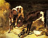 George W. Horlor Calves Feeding painting